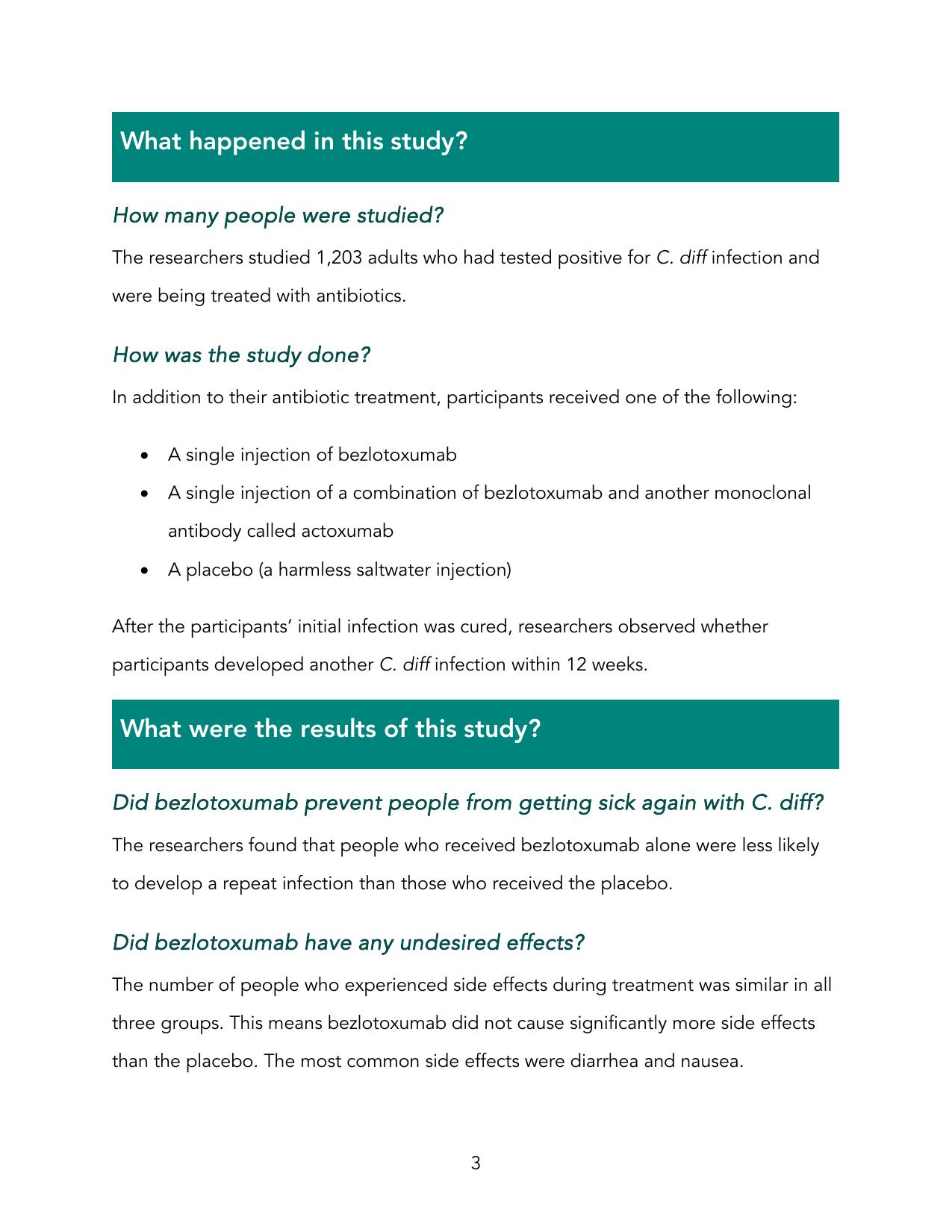 Study design and results page
