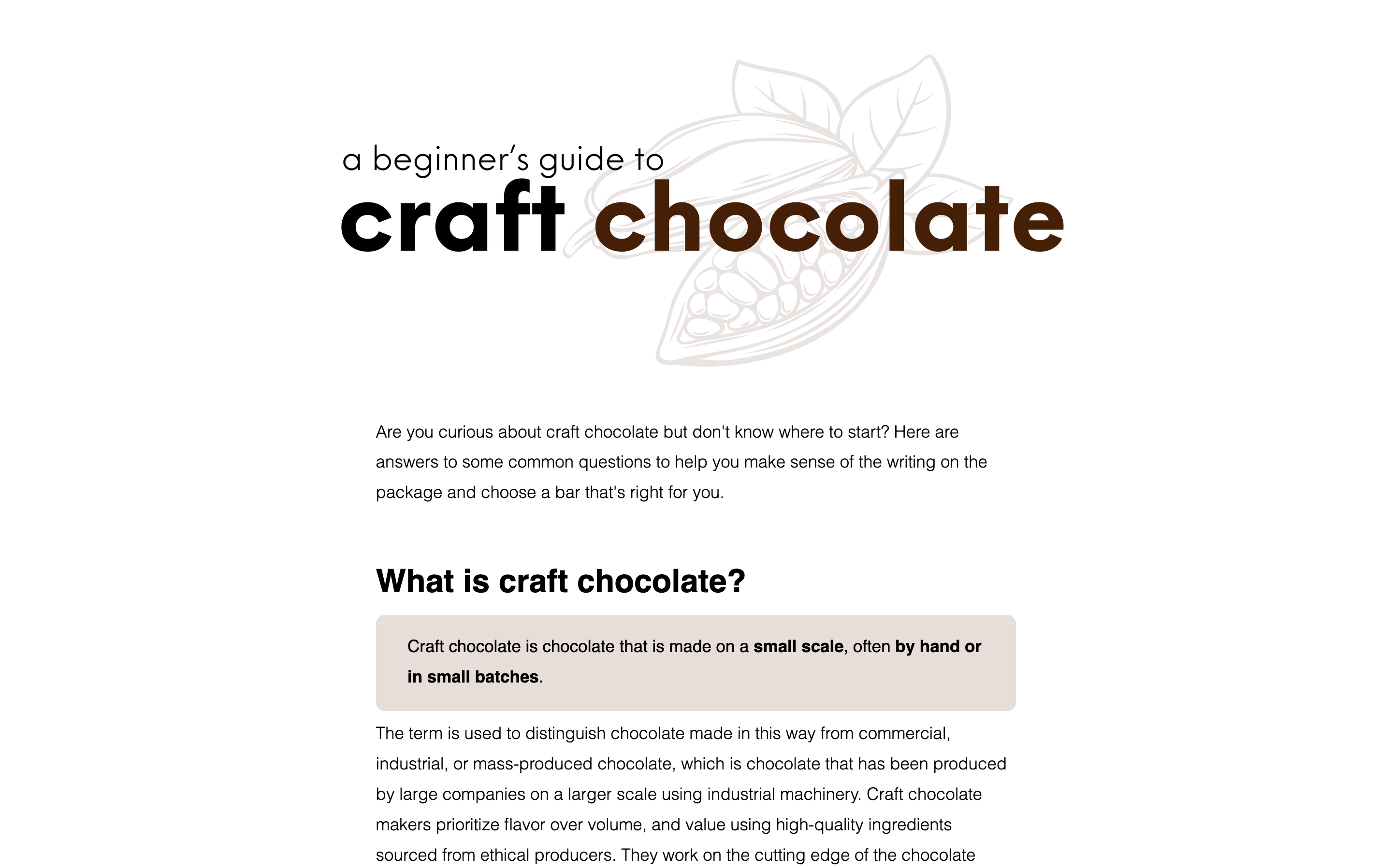 Beginner's Guide to Craft Chocolate